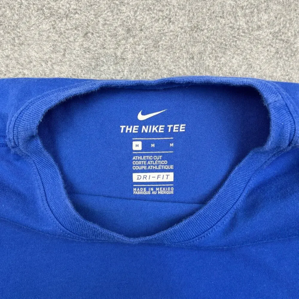 nike dri-fit t-shirt blue athletic cut short sleeve womens medium